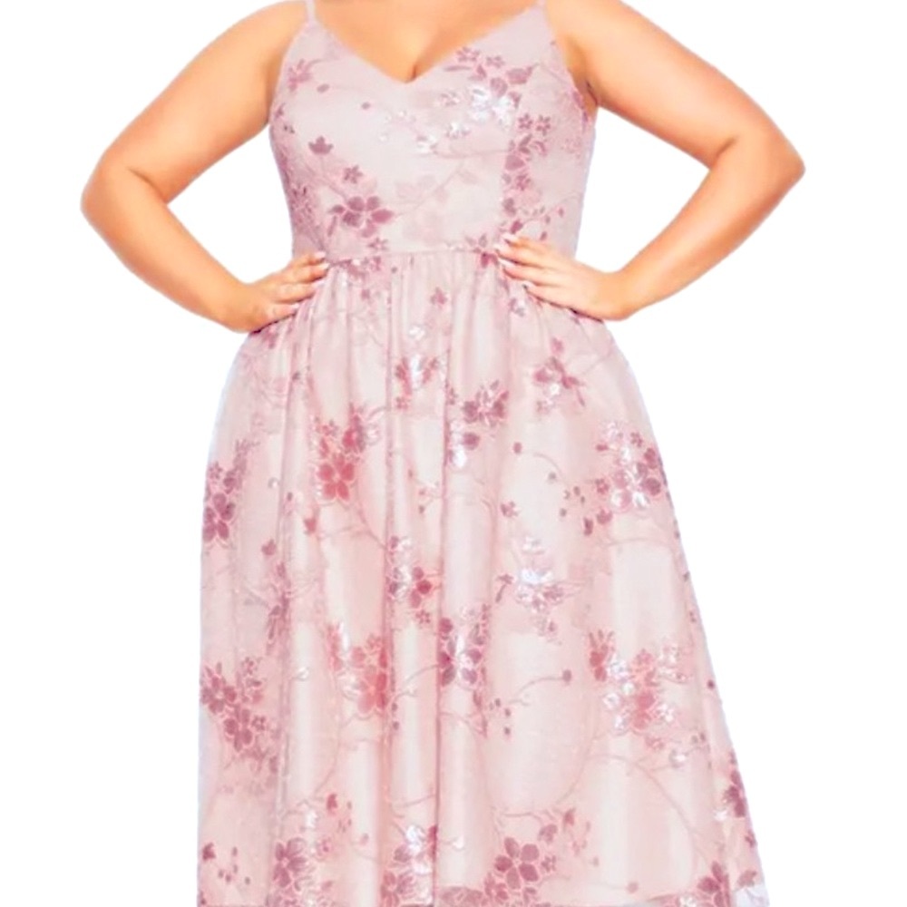 City Chic Sequin Flower Dress